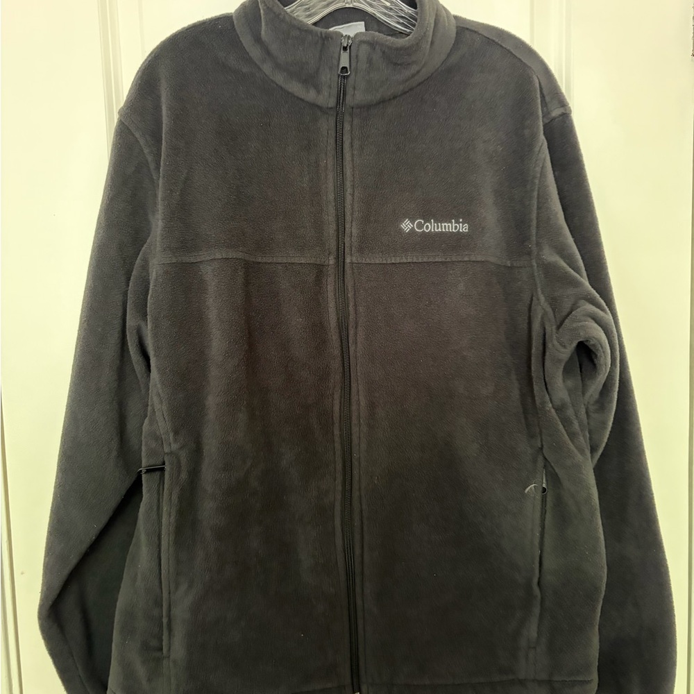 Columbia Dark Gray Fleece Jacket with Blue Accent
